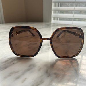 Gucci Women's Sunglasses Havana and Gold w/ Brown Lens